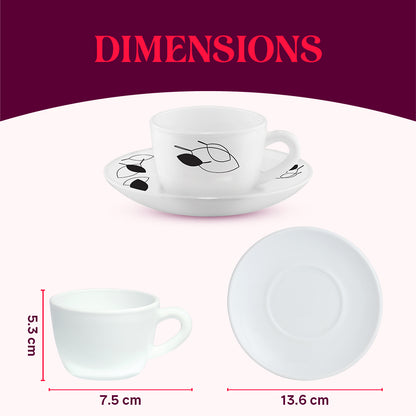 Larah by Borosil Shadow Cup n Saucer Set 140 ml x 12
