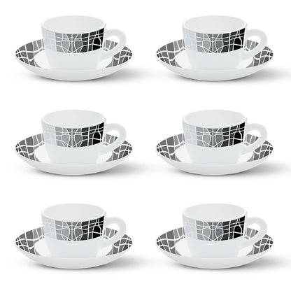 Larah by Borosil Sitara Cup n Saucers Set 140 ml x 12