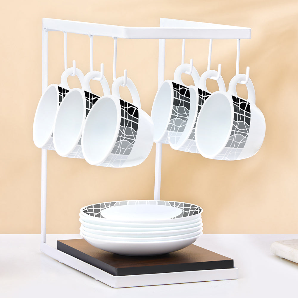Larah by Borosil Sitara Cup n Saucers Set 140 ml x 12
