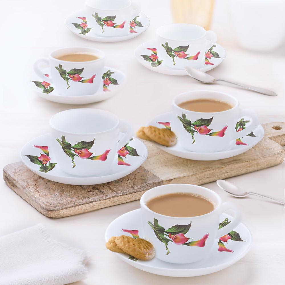 Larah by Borosil Stargazer Cup n Saucer Set 140 ml x 12