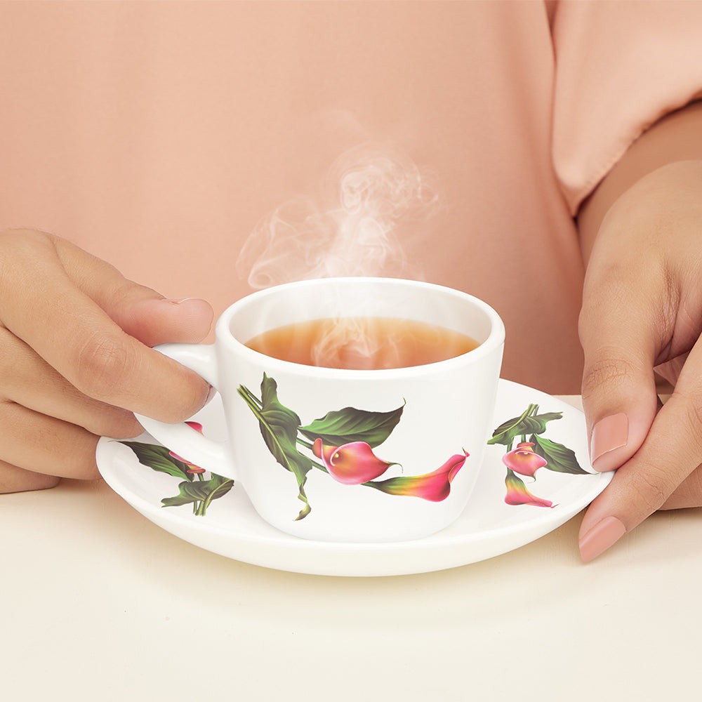 Larah by Borosil Stargazer Cup n Saucer Set 140 ml x 12