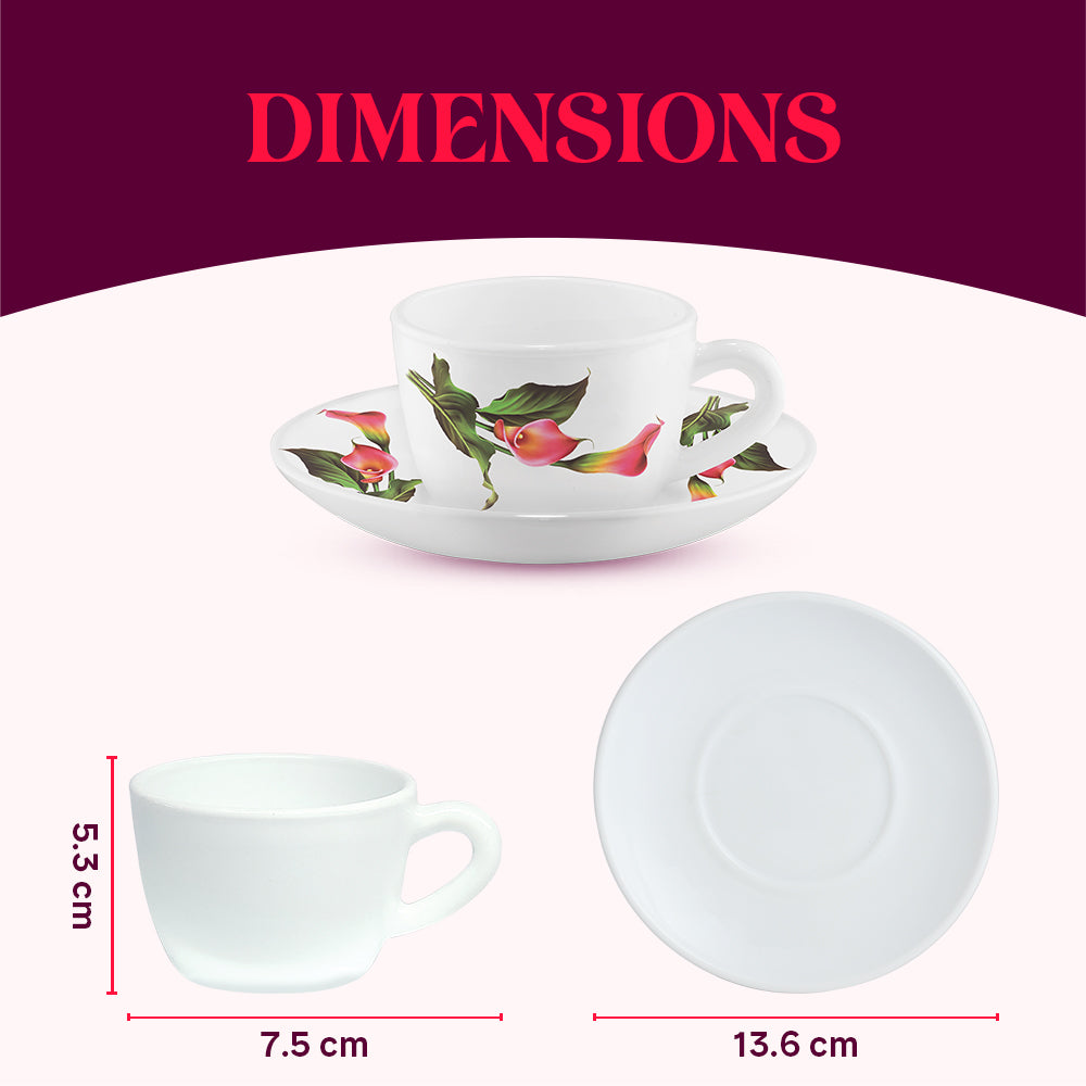 Larah by Borosil Stargazer Cup n Saucer Set 140 ml x 12