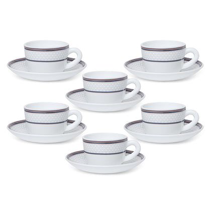 Larah By Borosil Starlight Cup n Saucer Set 140 ml x 12