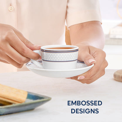 Larah By Borosil Starlight Cup n Saucer Set 140 ml x 12