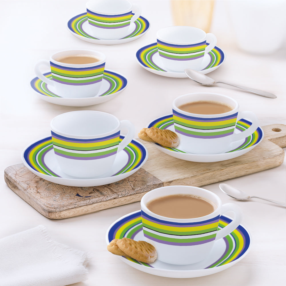 Larah by Borosil Vienna Cup n Saucers Set, 140ml x 12