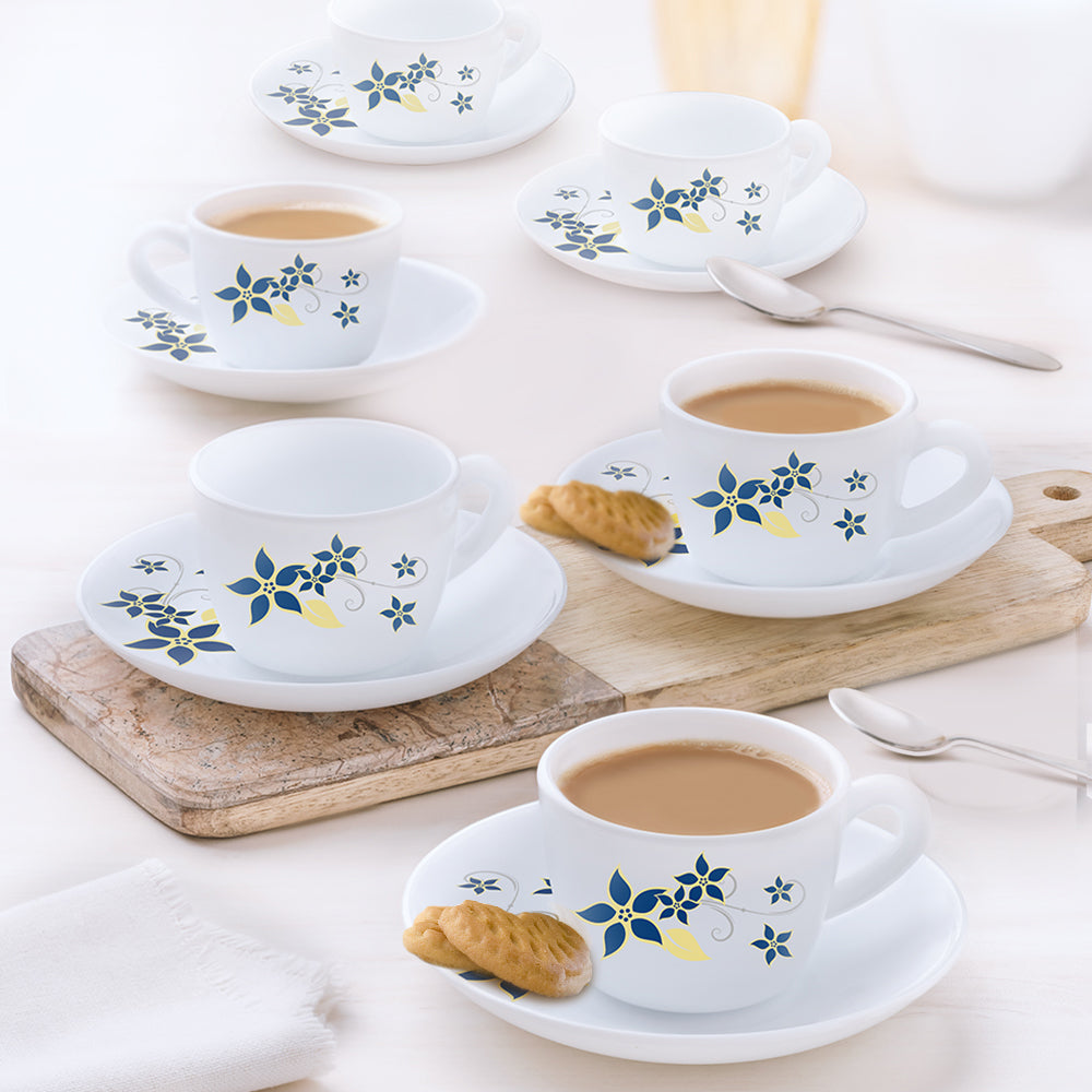 Larah by Borosil Viva Cup n Saucer Set, 140ml x 12