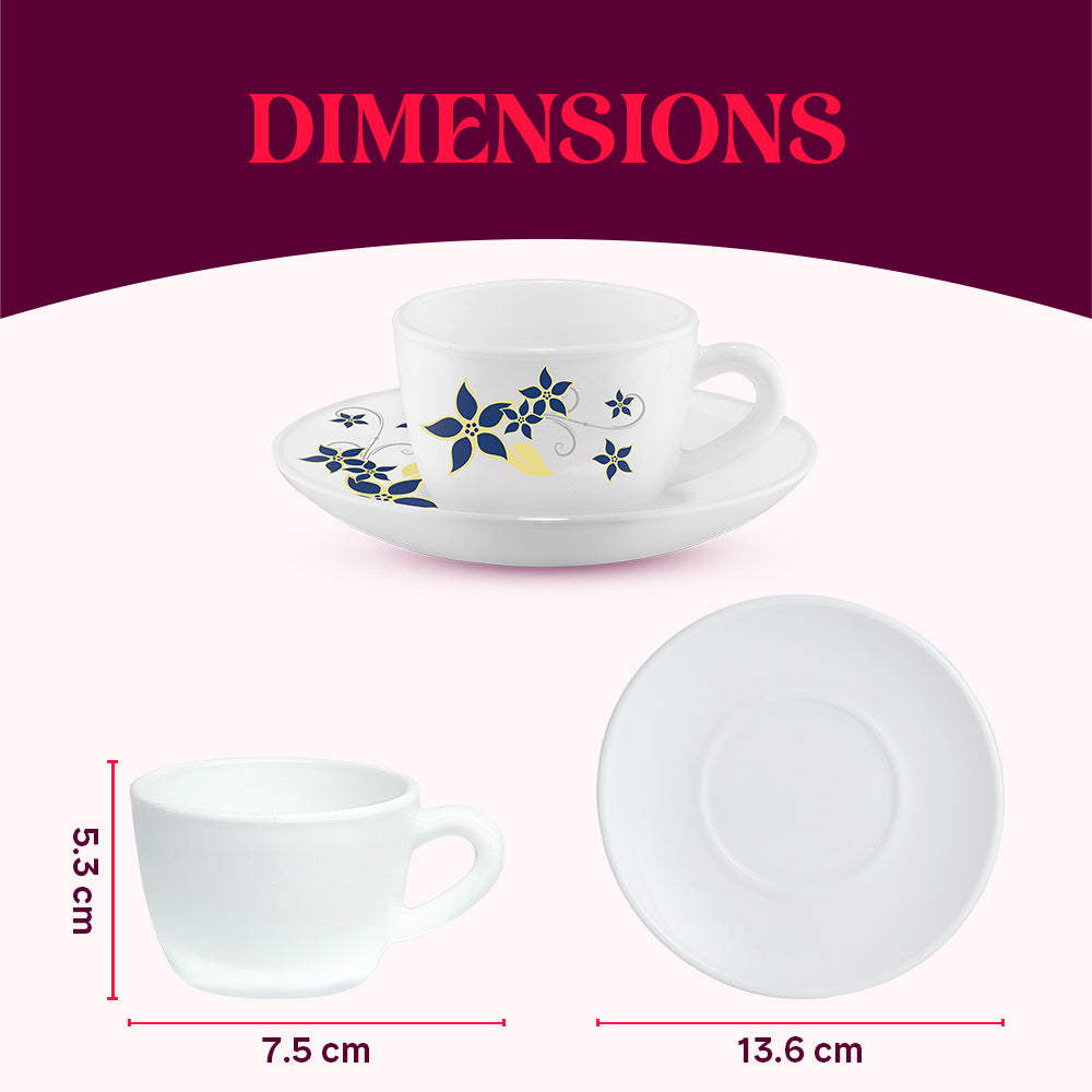 Larah by Borosil Viva Cup n Saucer Set 140 ml x 12