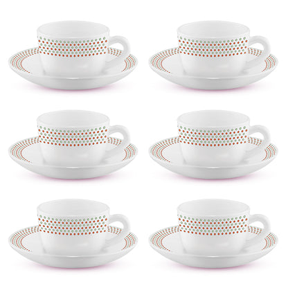 Larah by Borosil Waltz Cup n Saucer Set 140 ml x 12