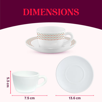 Larah by Borosil Waltz Cup n Saucer Set 140 ml x 12