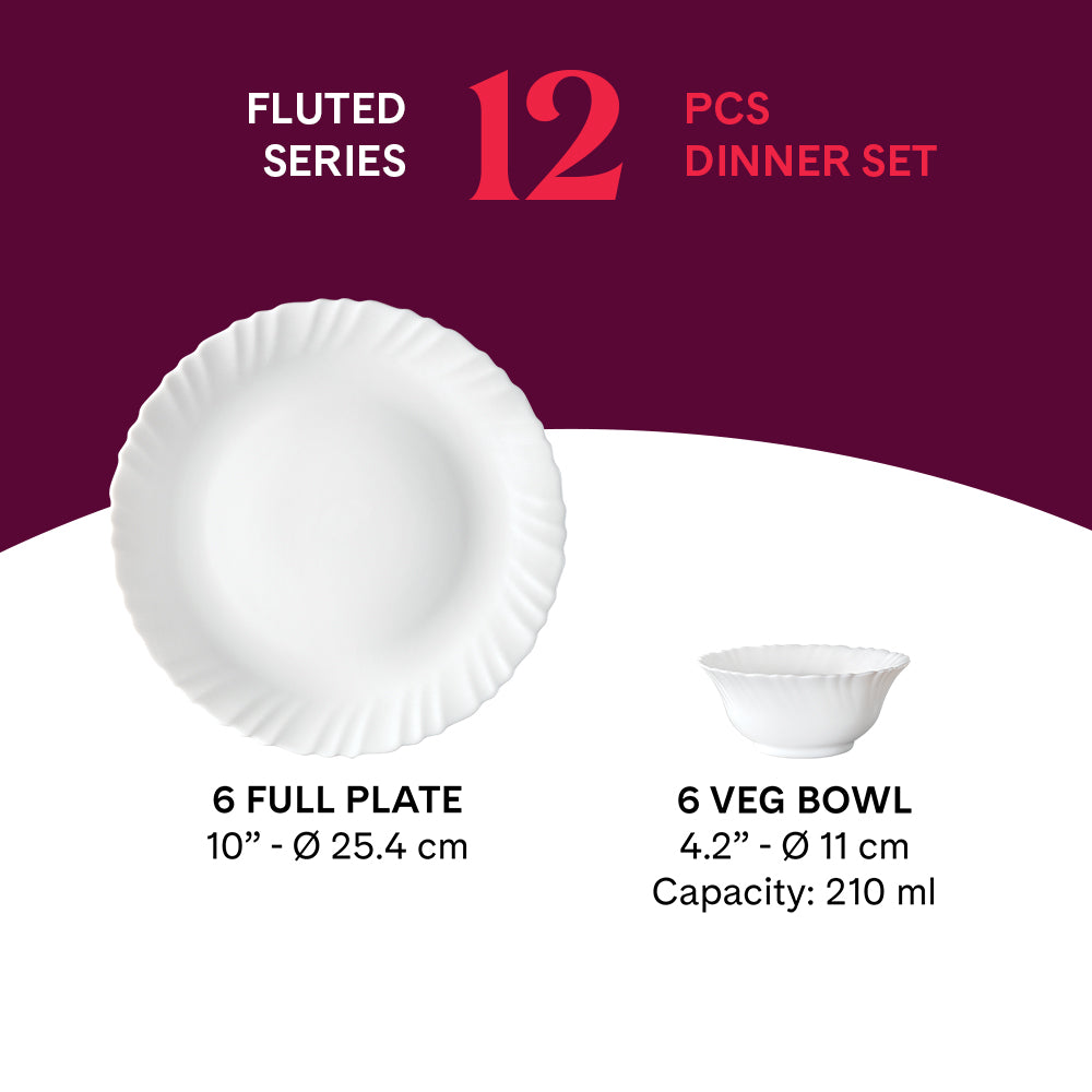 Larah by Borosil, Minerva Dinner Set 12 pc Set: Serves 6