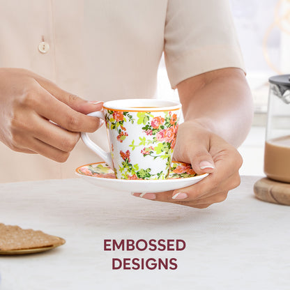 Larah By Borosil Amora Mug n Saucer Set 160 ml x 12