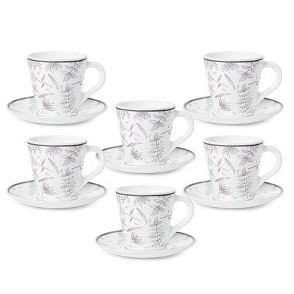 Larah By Borosil Grandeur Mug n Saucer Set 160 ml x 12
