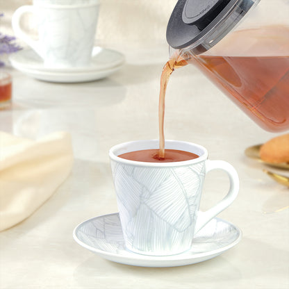 Larah By Borosil Ivy Mug n Saucer Set 160 ml x 12