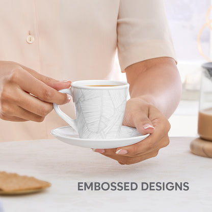 Larah By Borosil Ivy Mug n Saucer Set 160 ml x 12