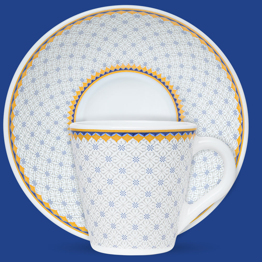 Larah By Borosil Kosmia Mug n Saucer Set 160 ml x 12