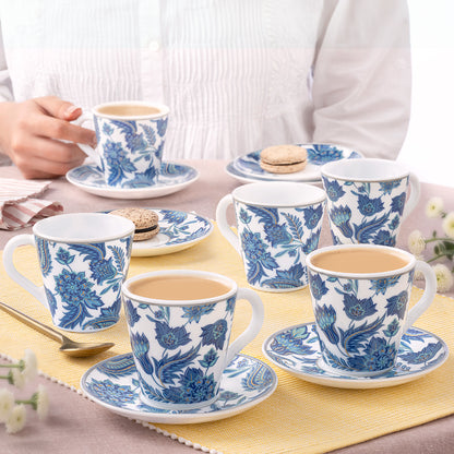 Larah By Borosil New Iris Mug n Saucer Set 160 ml x 12