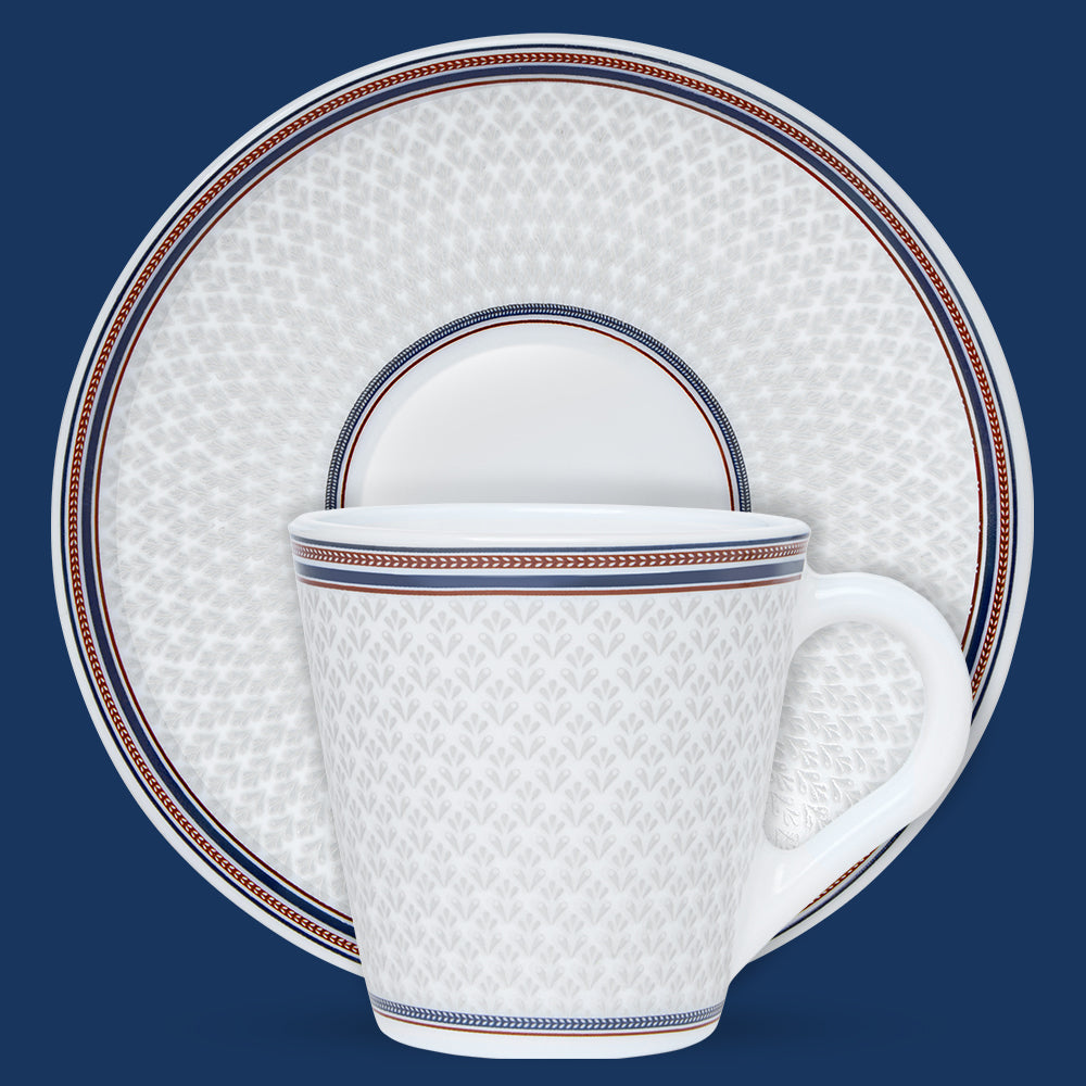 Larah By Borosil Starlight Mug n Saucer Set 160 ml x 12