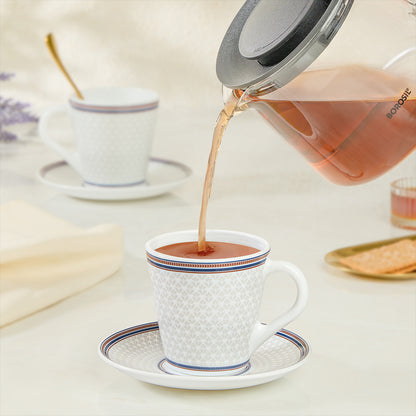 Larah By Borosil Starlight Mug n Saucer Set 160 ml x 12