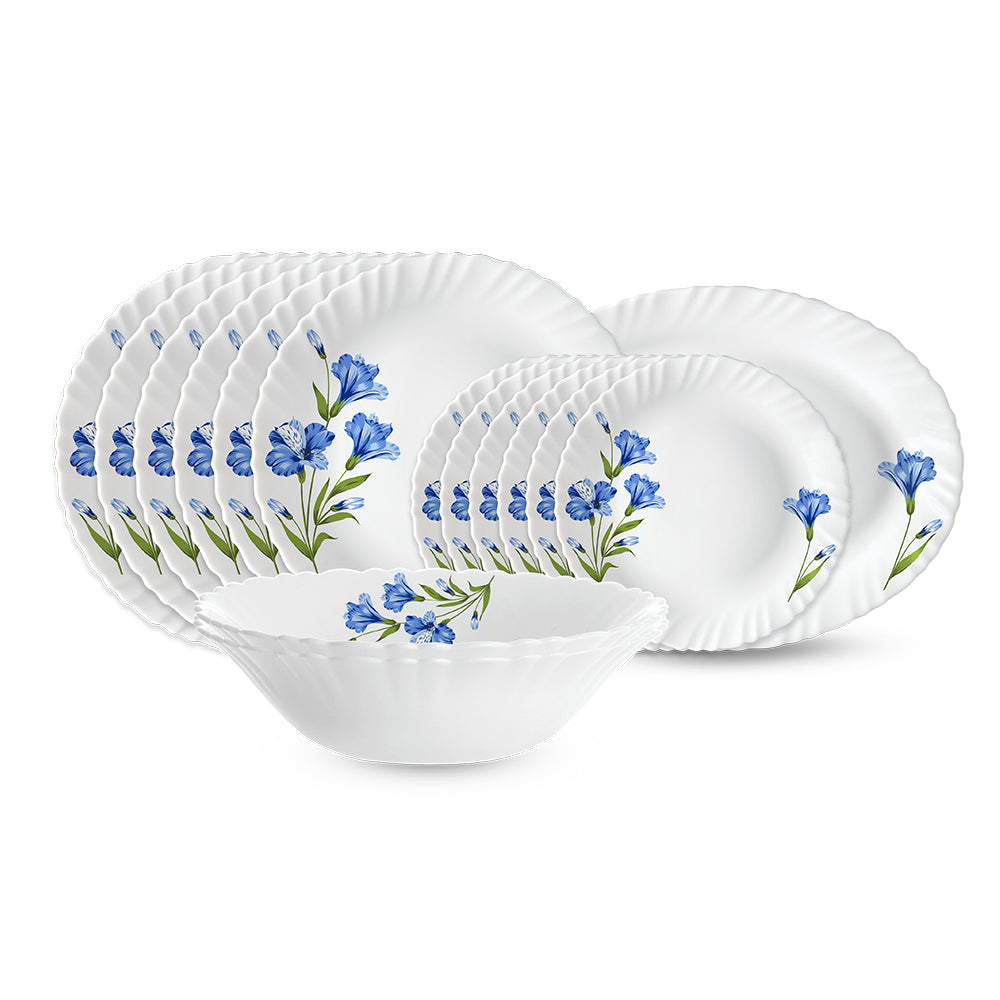 Larah by Borosil, Marina Blue Dinner Set 15 pc Set: Serves 6