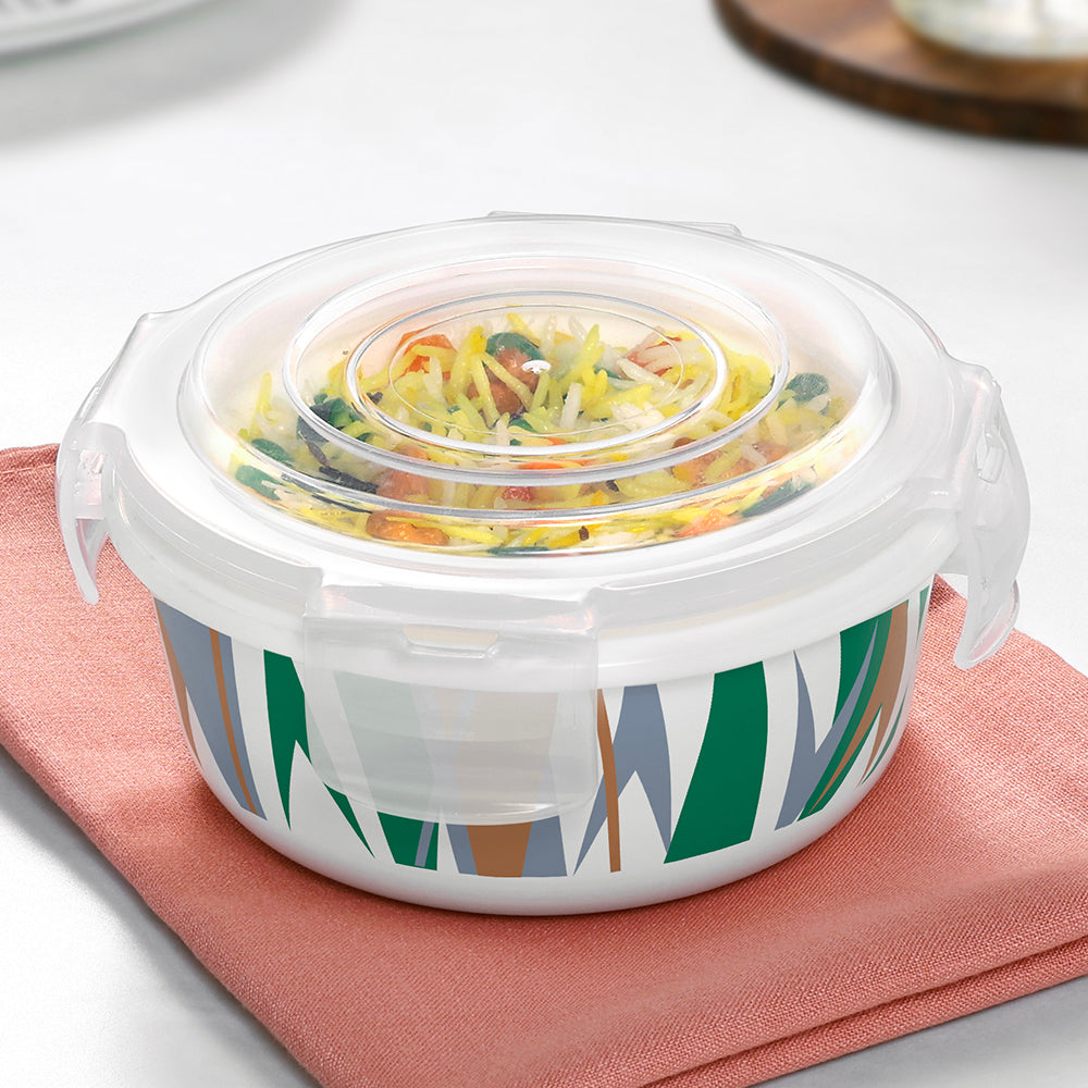 Larah Opalware, Geo Green Klip N Store Round Container