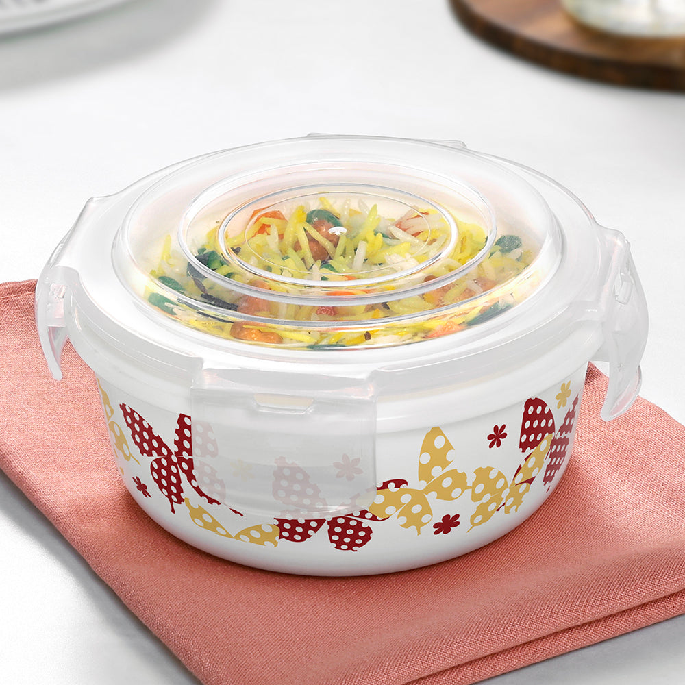 Larah Opalware, Veera Orange Klip N Store Round Container