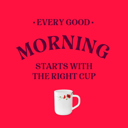 Larah By Borosil Red Carnation Mug 240 ml x 1