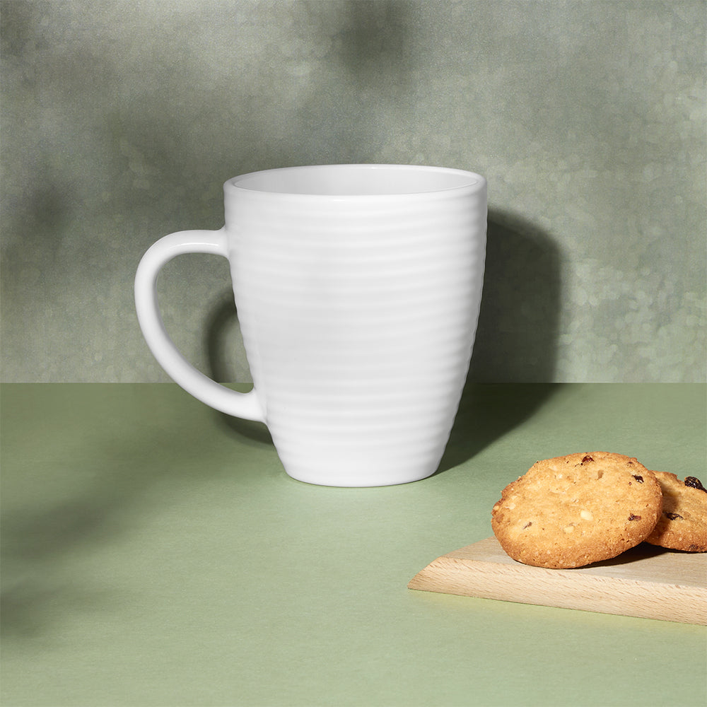 Larah By Borosil Orbit Mug, White 390 ml x 1