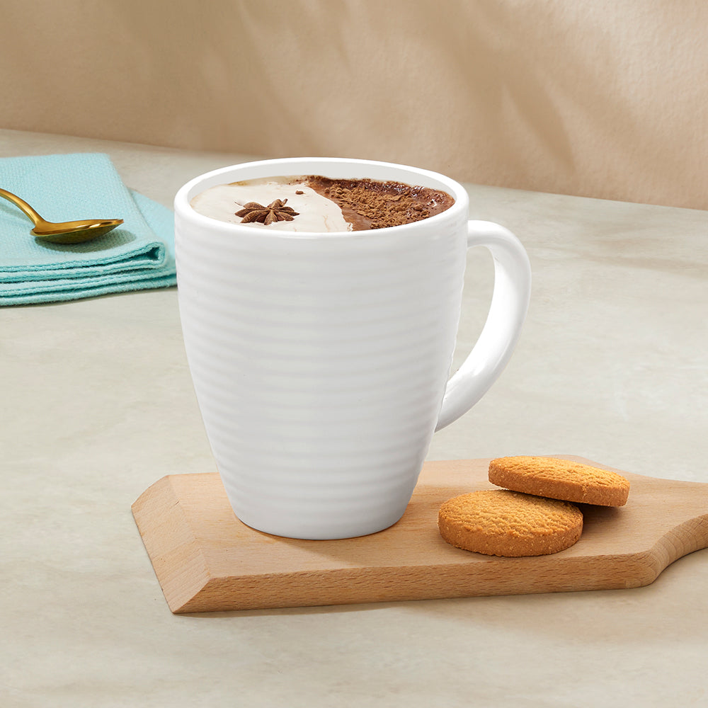 Larah By Borosil Orbit Mug, White 390 ml x 1
