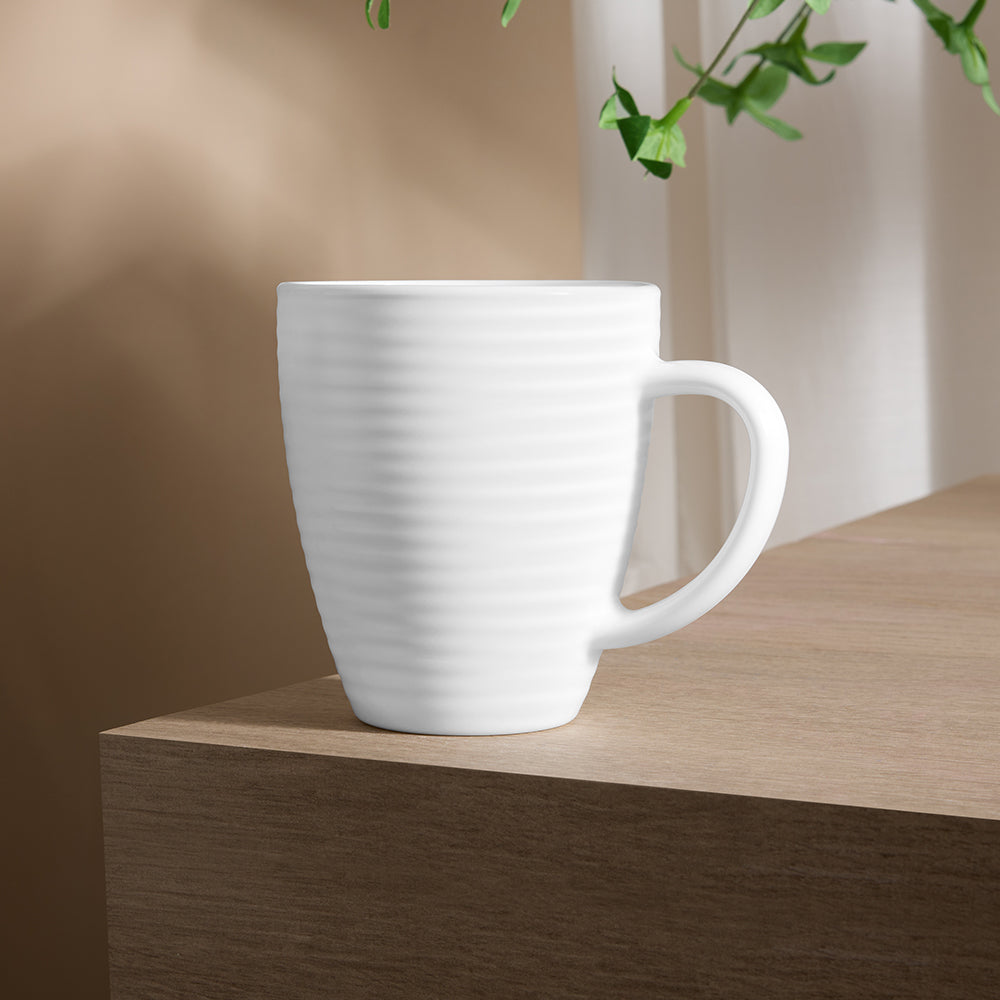 Larah By Borosil Orbit Mug, White 390 ml x 1