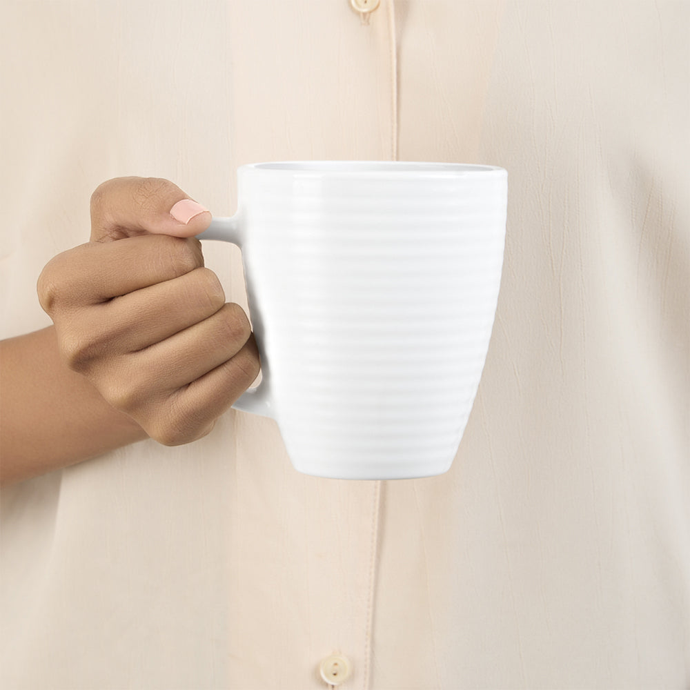 Larah By Borosil Orbit Mug, White 390 ml x 1