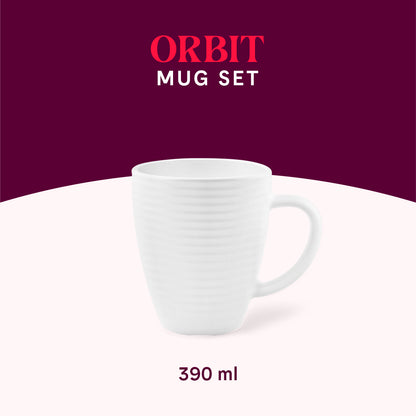 Larah By Borosil Orbit Mug, White 390 ml x 1