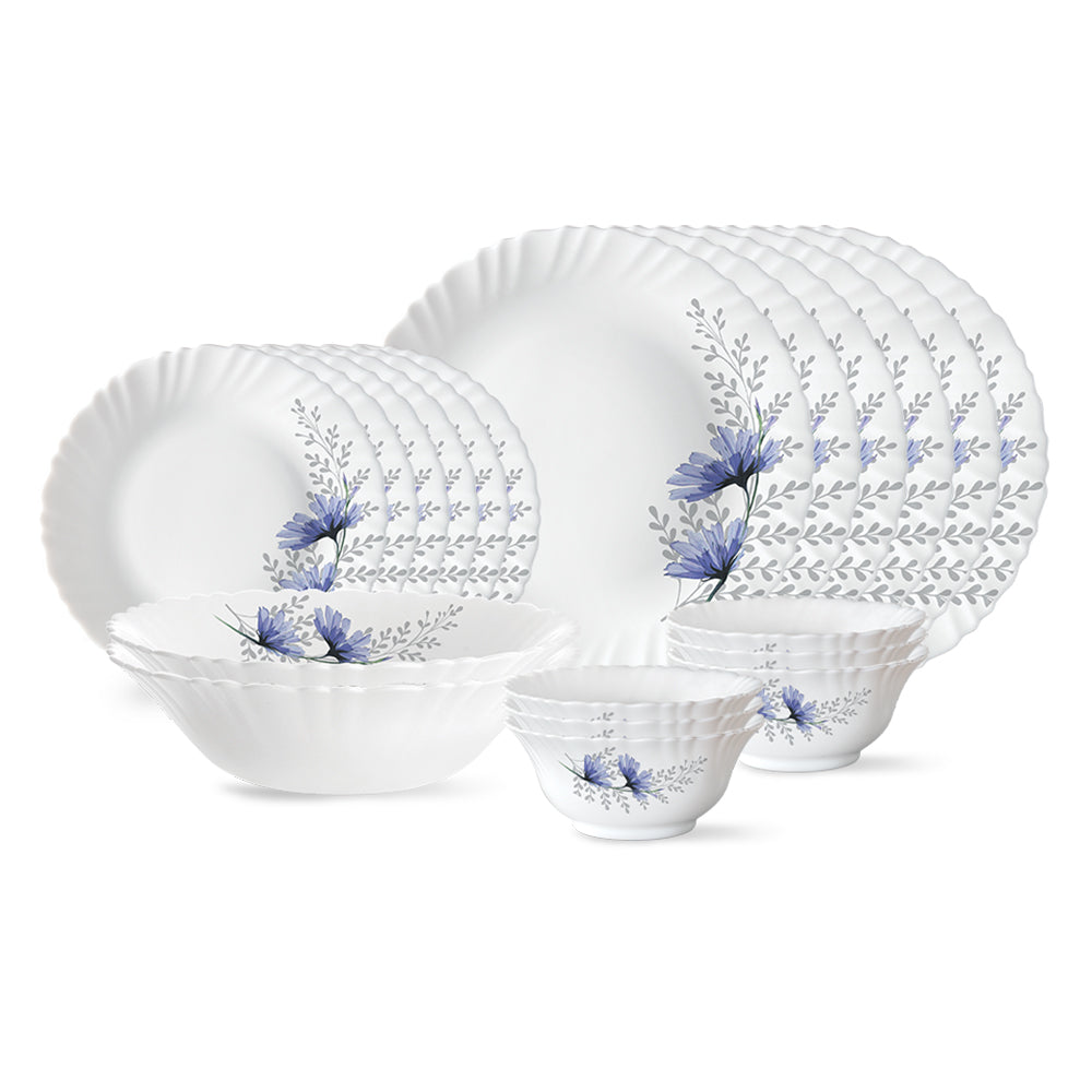 Larah by Borosil, Bellflower Dinner Set 20 pc Set: Serves 6
