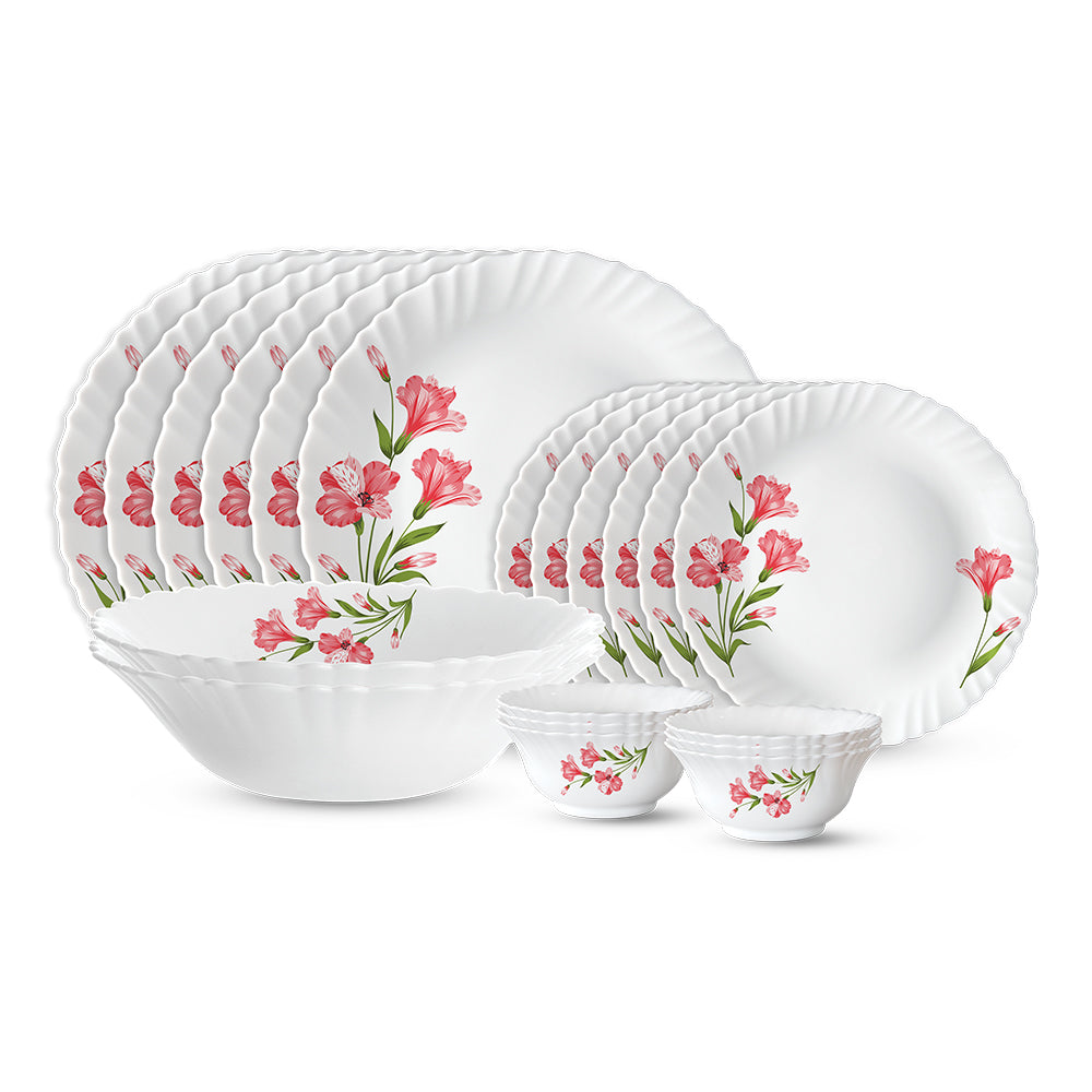 Larah by Borosil, Marina Peach Dinner Set 20 pc Set: Serves 6
