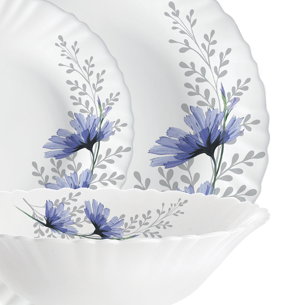 Larah by Borosil, Bellflower Dinner Set 21 pc Set: Serves 6
