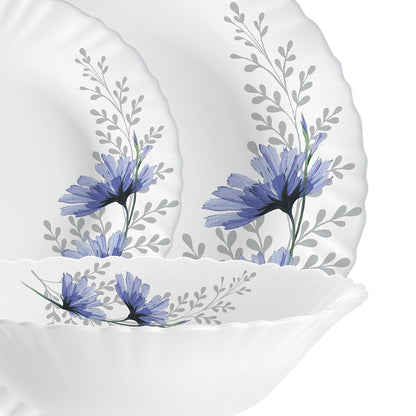Larah by Borosil, Bellflower Dinner Set 21 pc Set: Serves 6