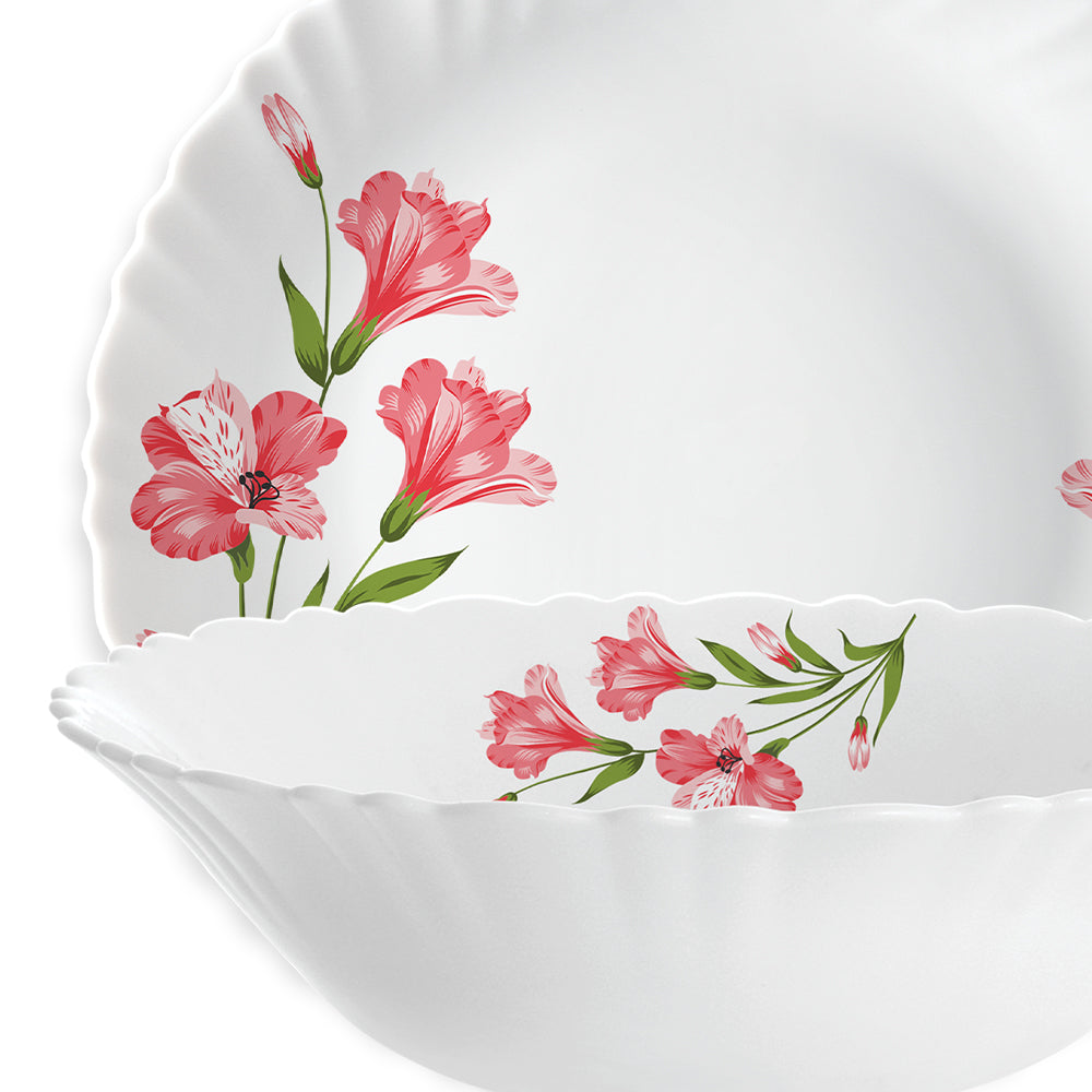 Larah by Borosil, Marina Peach Dinner Set 21 pc Set: Serves 6