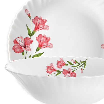 Larah by Borosil, Marina Peach Dinner Set 21 pc Set: Serves 6