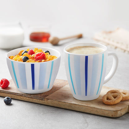 Larah by Borosil Blue Strip Breakfast Set 2 pc Set