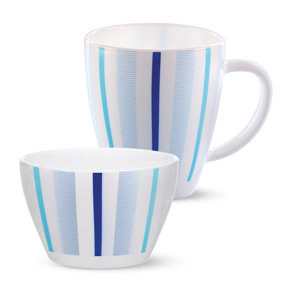 Larah by Borosil Blue Strip Breakfast Set 2 pc Set