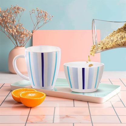 Larah by Borosil Blue Strip Breakfast Set 2 pc Set