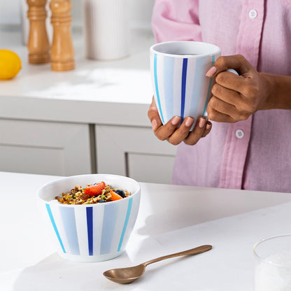 Larah by Borosil Blue Strip Breakfast Set 2 pc Set