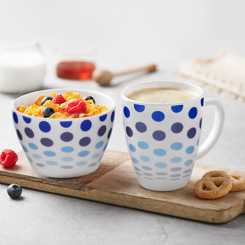 Larah by Borosil Polka Blue Breakfast Set 2 pc Set