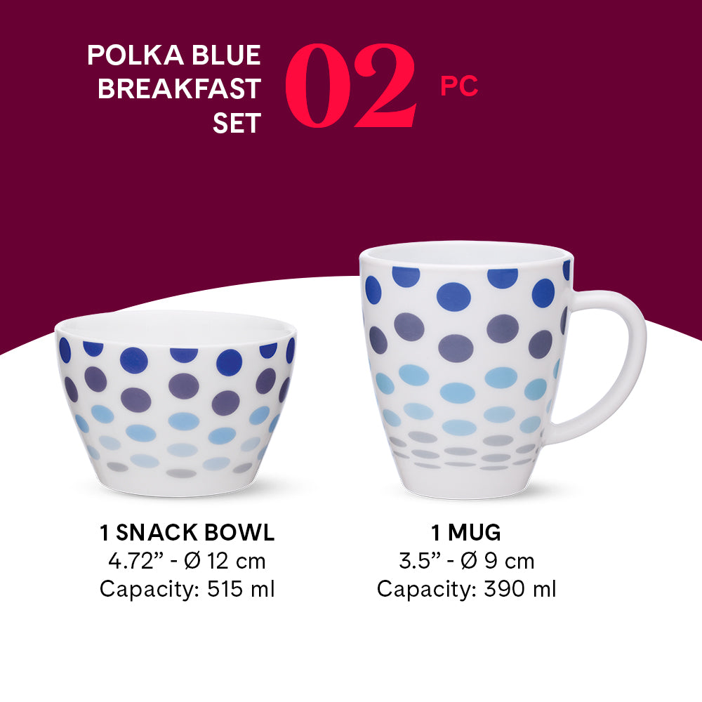Larah by Borosil Polka Blue Breakfast Set 2 pc Set