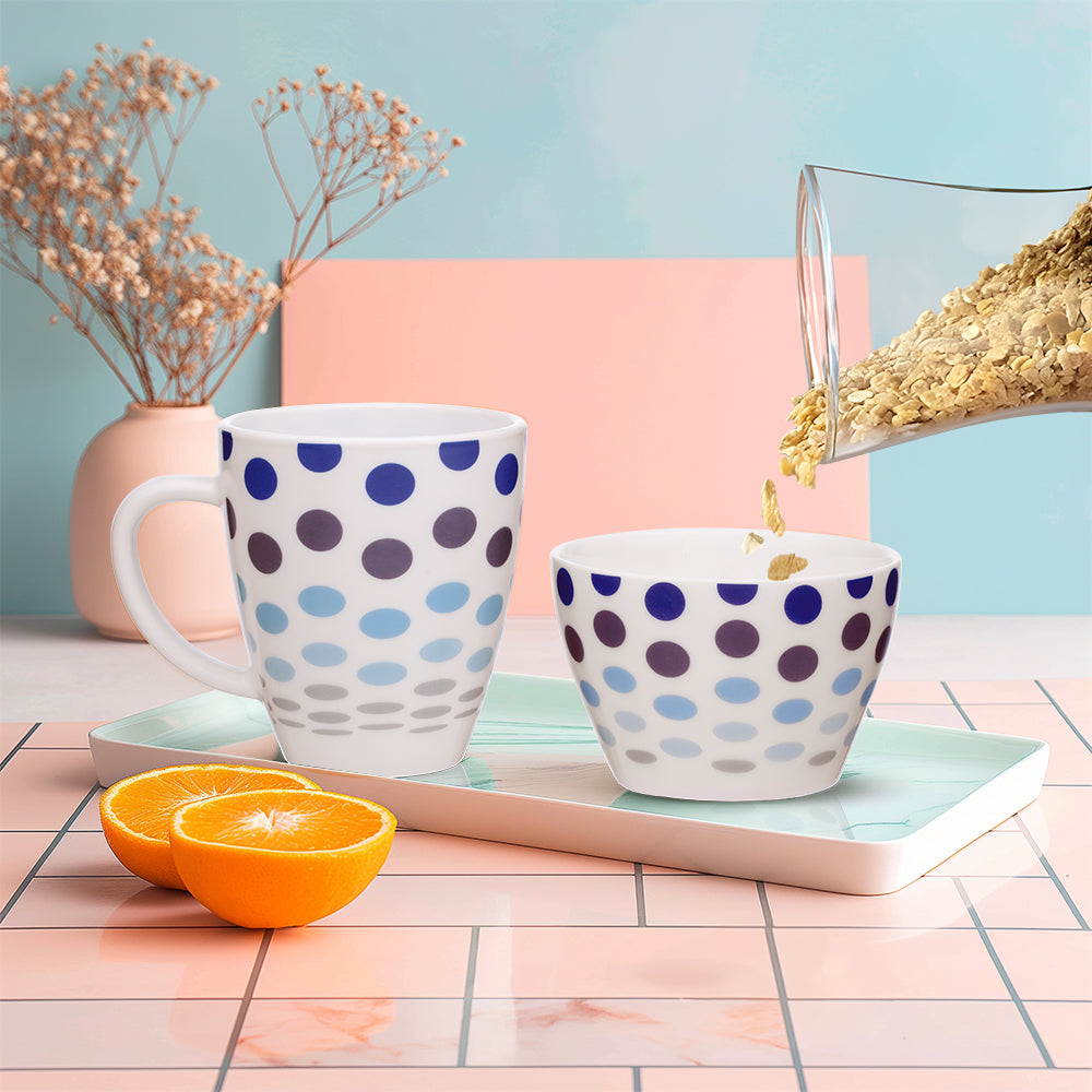 Larah by Borosil Polka Blue Breakfast Set 2 pc Set