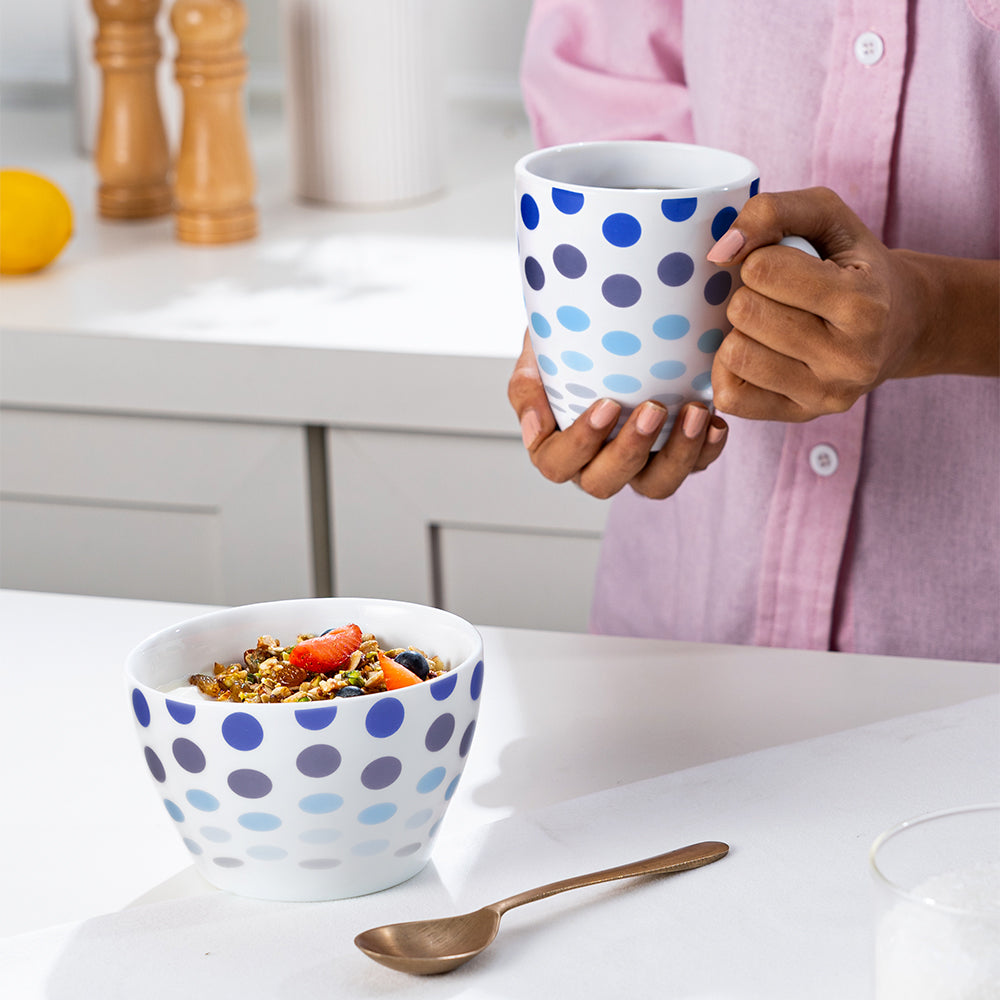 Larah by Borosil Polka Blue Breakfast Set 2 pc Set