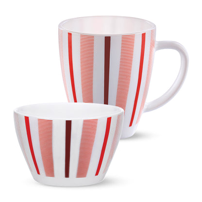 Larah by Borosil Red Strip Breakfast Set 2 pc Set