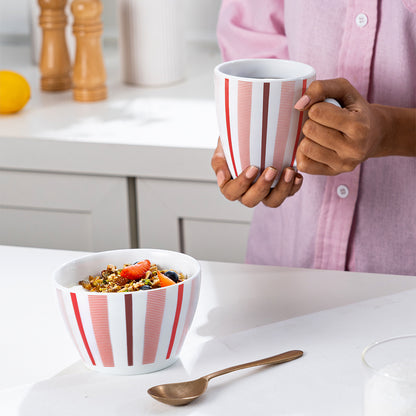 Larah by Borosil Red Strip Breakfast Set 2 pc Set
