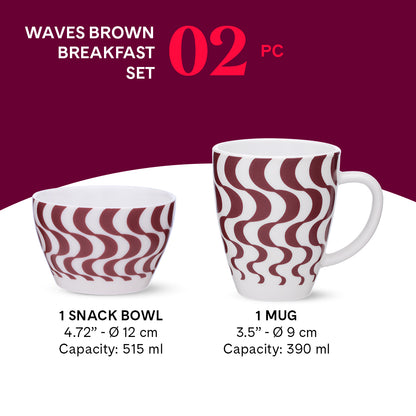 Larah by Borosil Waves Brown Breakfast Set 2 pc Set