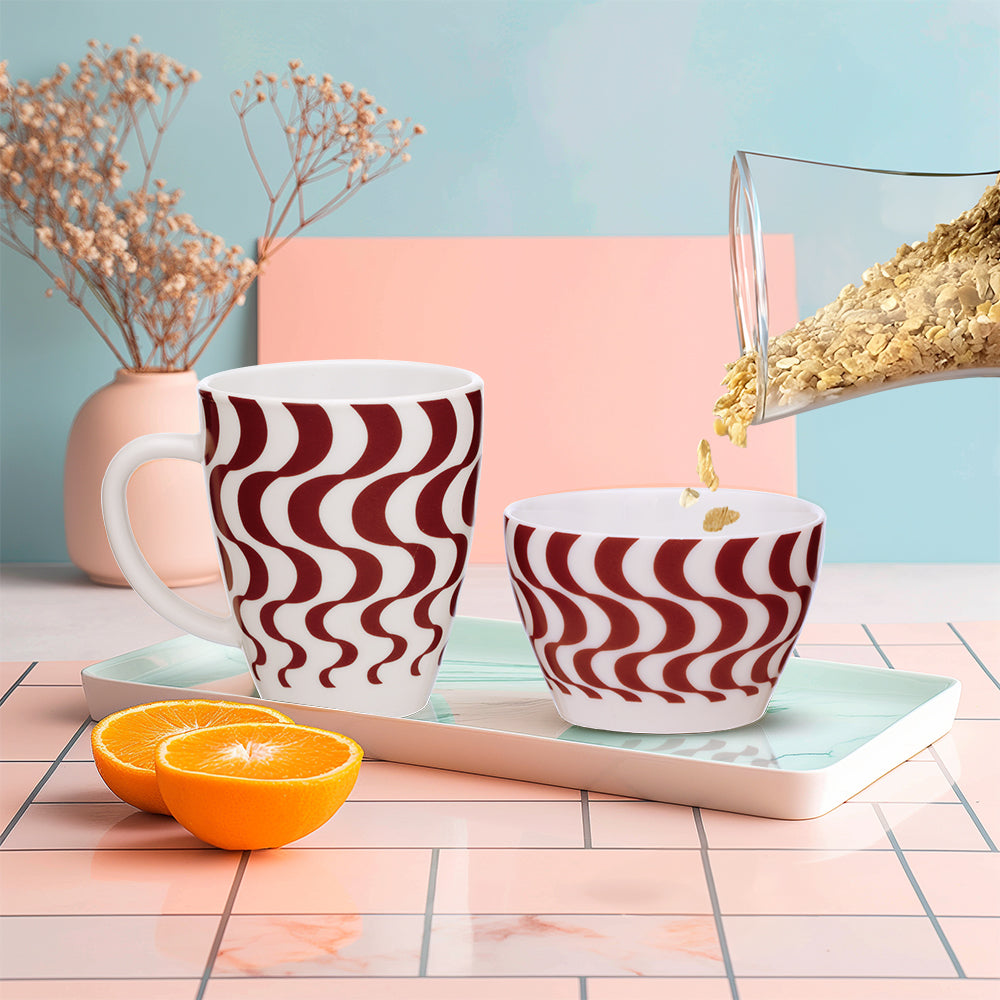 Larah by Borosil Waves Brown Breakfast Set 2 pc Set