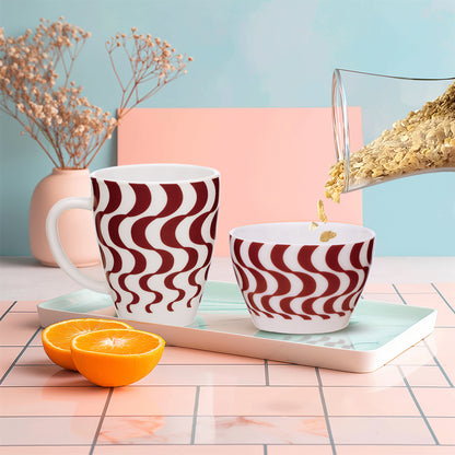 Larah by Borosil Waves Brown Breakfast Set 2 pc Set